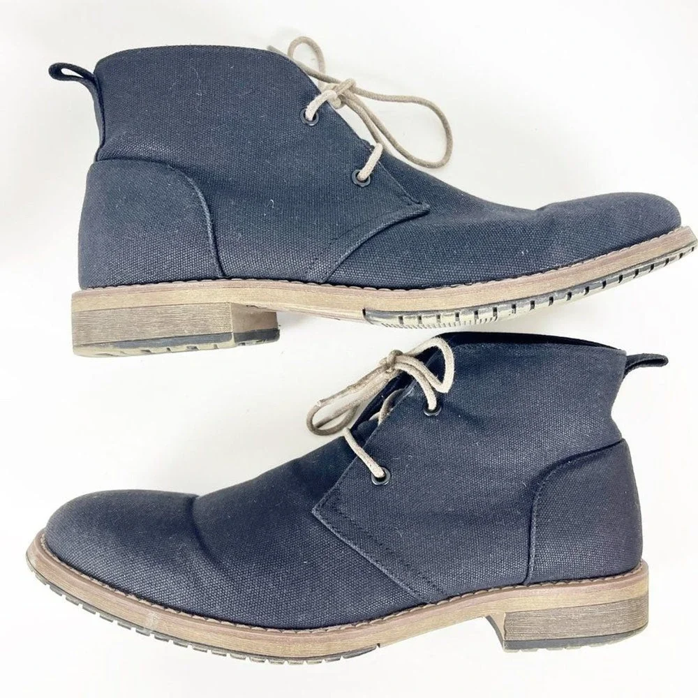 2/$30 Perry Ellis Tim II Shoes Men 10.5 Charcoal Black Canvas Boots LUG SOLE